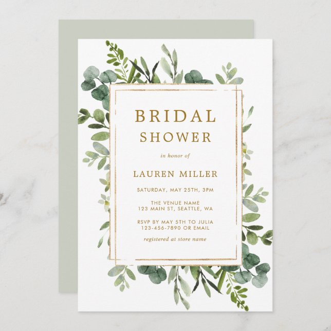 Botanisches Brautparty Einladung (Vorne/Hinten)