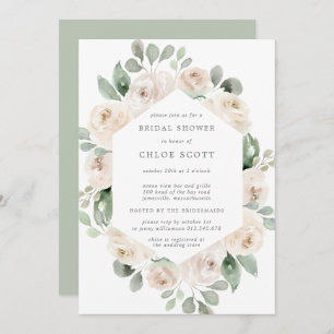 Botanisches Brautparty mit weißer Rose Einladung