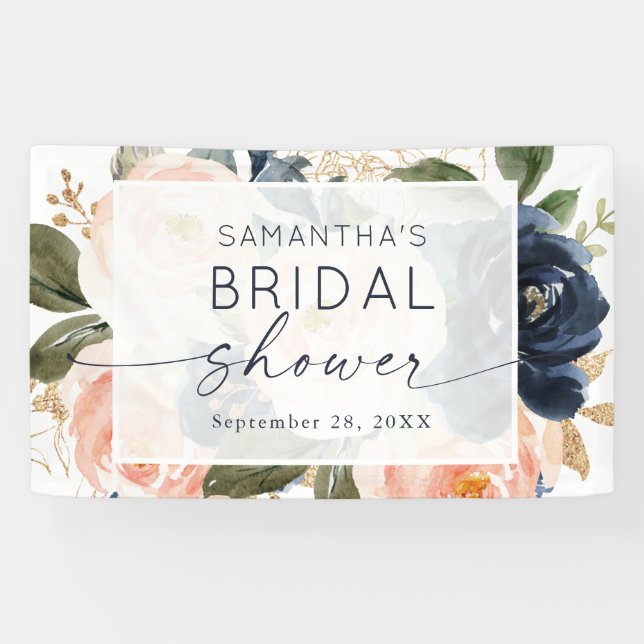 Botanisches Brautparty Pink Floral Banner (Horizontal)