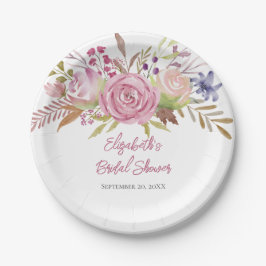 Botanisches Brautparty Pink Floral Pappteller