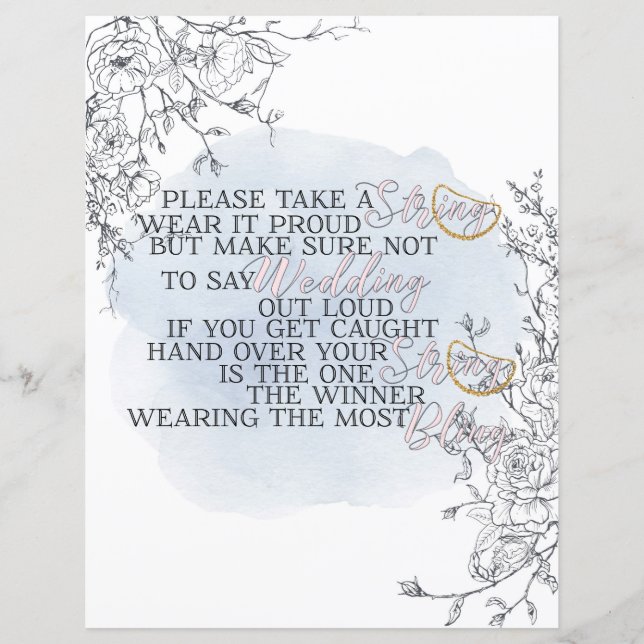 Botanisches Brautparty-Spiel der Kette (Vorderseite)