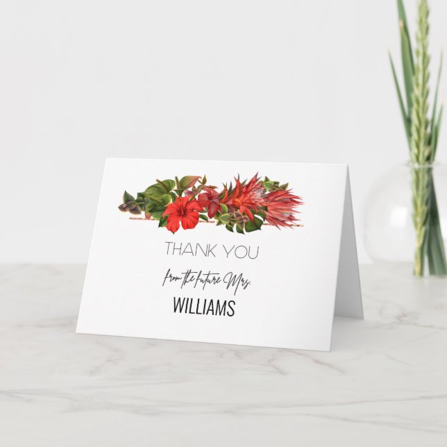 Botanisches Brautparty Tropical Breeze Vielen Dank Einladung (Vorderseite)