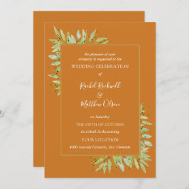 Botanisches Buch auf Ochrehochzeit Einladung