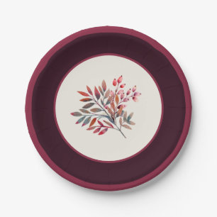Botanisches Burgund Berry Stripe Pappteller