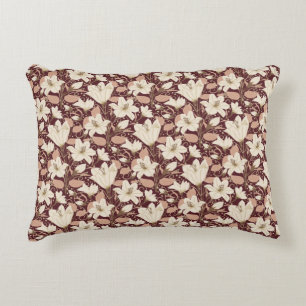 Botanisches Burgundy Red Beige Lily Floral Pattern Dekokissen