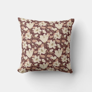 Botanisches Burgundy Red Beige Lily Floral Pattern Kissen