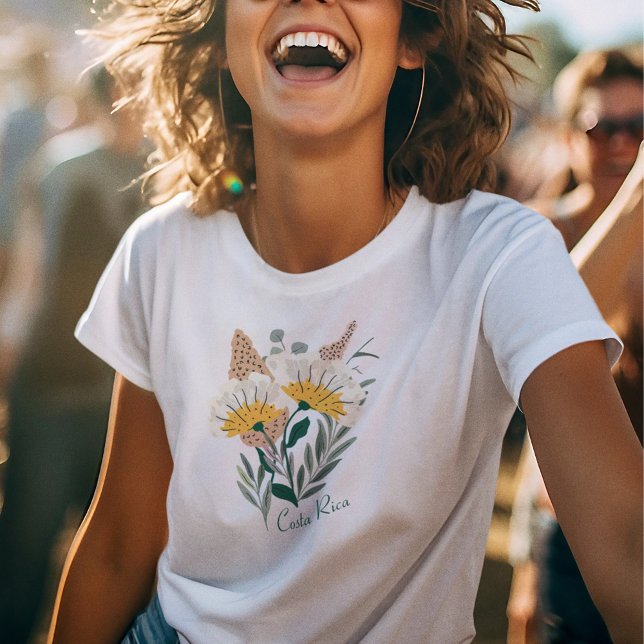 Botanisches Costa Rica Souvenir der Frau T-Shirt (Woman's Botanical Costa Rica Souvenir T-Shirt)