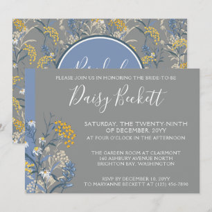 Botanisches Daisy Yellow & Navy Blue Brautparty Einladung