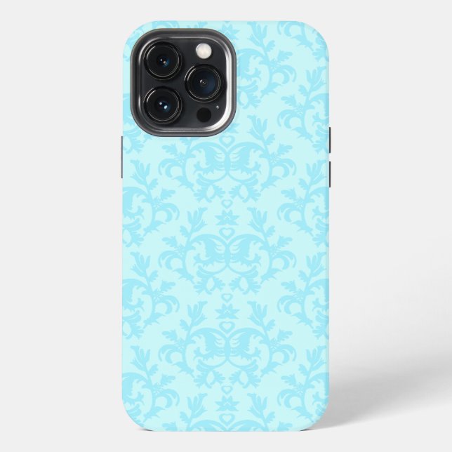 Botanisches Damast Blau iPhone Case Hülle (Rückseite)