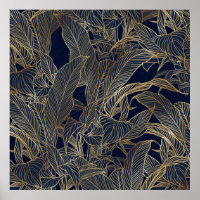 Botanisches Design der modernen Blue Gold Foliage 