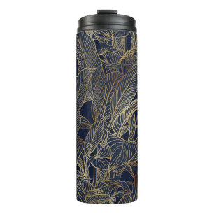 Botanisches Design der modernen Blue Gold Foliage Thermosbecher