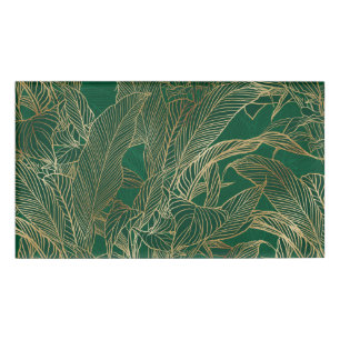 Botanisches Design der modernen Green Gold Foliage Namenschild
