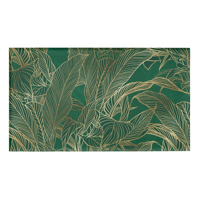 Botanisches Design der modernen Green Gold Foliage Namenschild (Vorderseite)