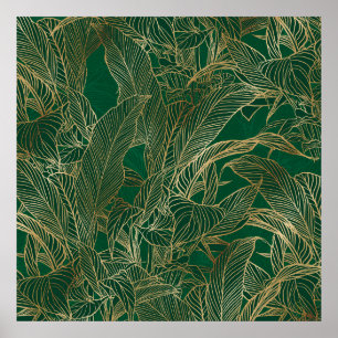 Botanisches Design der modernen Green Gold Foliage Poster