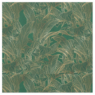 Botanisches Design der modernen Green Gold Foliage Stoff