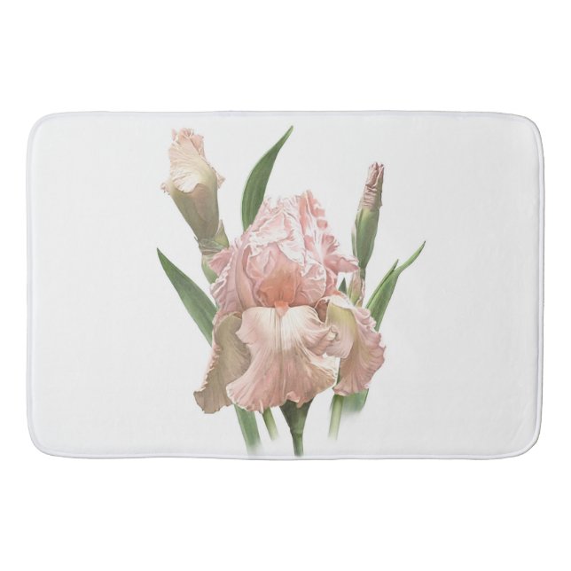 Botanisches Design der Schwertlilie mit rosa Bart Badematte (Vorderseite)