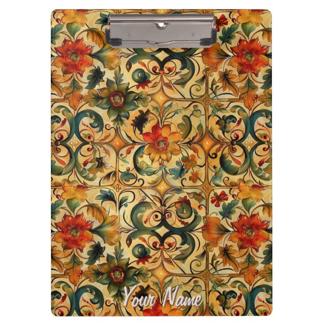 Botanisches Design des Goldenen Zeitalters Klemmbrett (Vorderseite)