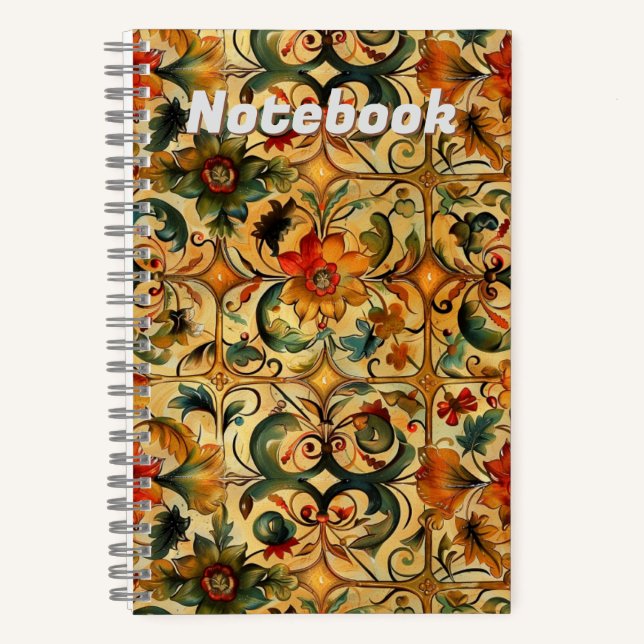 Botanisches Design des Goldenen Zeitalters Notizbuch (Vorderseite)