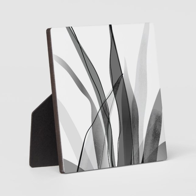 Botanisches Design Schwarz-Weiß Fotoplatte (Vorderseite)