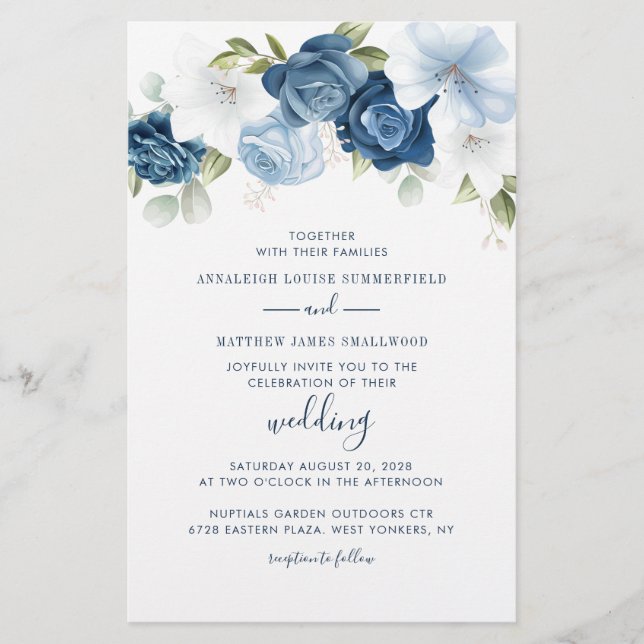 Botanisches Dusty Blue Greenerity Budget Hochzeit Briefpapier (Vorderseite)