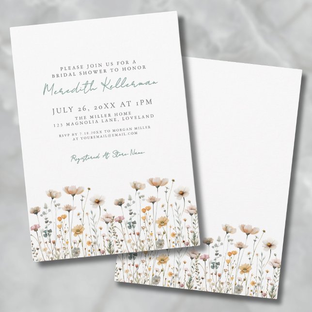 Botanisches einfaches Brautparty Wildblume Einladung (Botanical Simple Wildflower Bridal Shower Invitation )