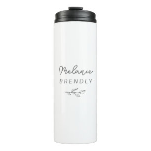 Botanisches Elegant Modernes Minimalistisches Weiß Thermosbecher