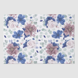 Botanisches Elegant von Mauve und Navy Blue Flower Seidenpapier