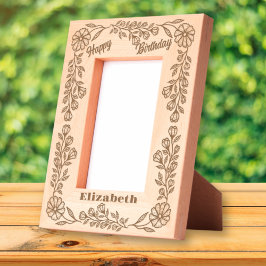 Botanisches Elegantes Blumengestein Geburtstag & N Geätzte Rahmen