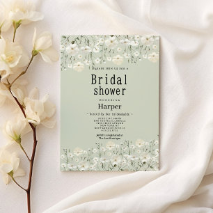 Botanisches Elfenbein-Brautparty, zart Einladung
