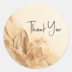 Botanisches Elfenbein-Cream-Bohemian-Textur-Hochze Runder Aufkleber