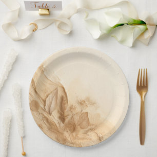 Botanisches Elfenbein-Creme-Böhmisches Textur-Hoch Pappteller