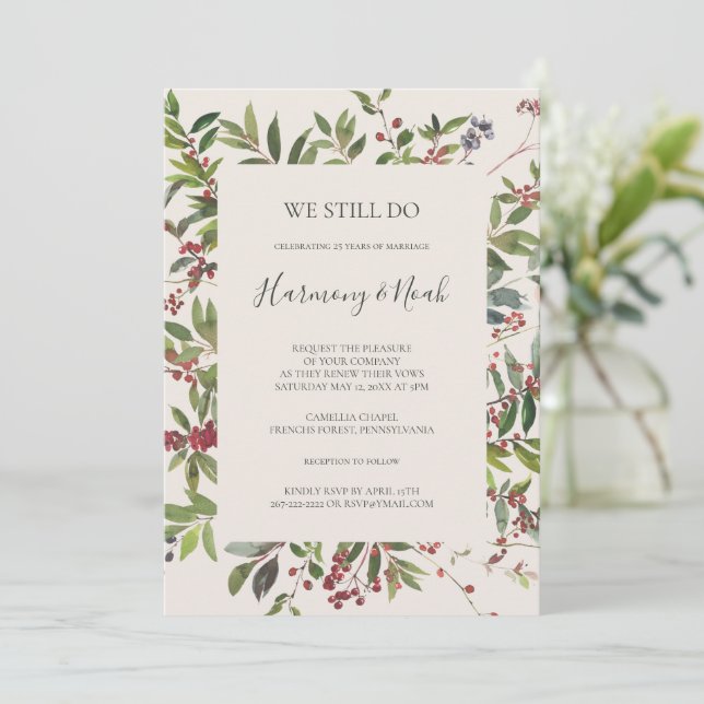 Botanisches Elfenbein Urlaub wir machen noch eine  Einladung (Stehend Vorderseite)