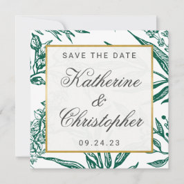 Botanisches Emerald Green Gold Foto Save the Date