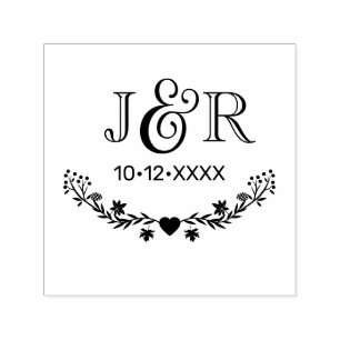 Botanisches Et-Zeichen Paar 2 Initialen Monogramm Permastempel