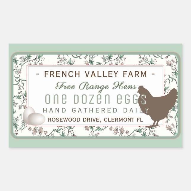 Botanisches Etikett für große Eierkarton mit Hen u Rechteckiger Aufkleber (Vorderseite)