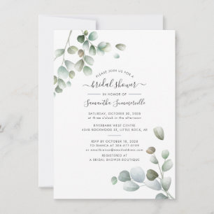 Botanisches Eukalyptus Greenery Script-Brautparty Einladung