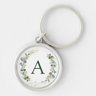 Botanisches Eukalyptus-Monogramm-Grün für die Hoch Schlüsselanhänger