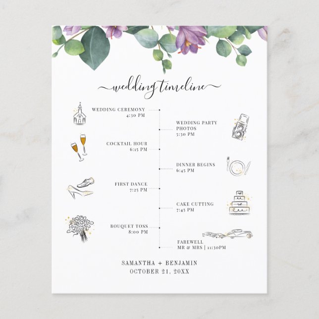 Botanisches Eukalyptus-Skript-Hochzeitsprogramm (Vorderseite)