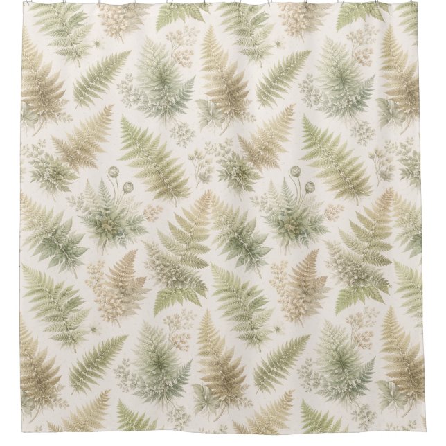 Botanisches Farnmuster Duschvorhang (Vorderseite)