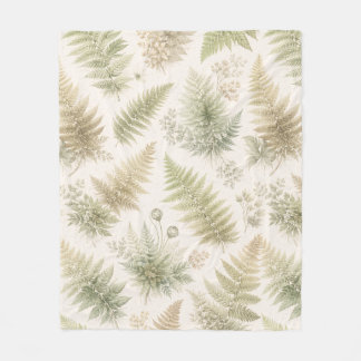 Botanisches Farnmuster Fleecedecke