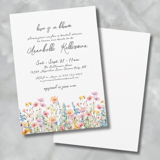 Botanisches feines buntes Wildblumen Brautparty Einladung (Botanical Bold Colorful Wildflowers Bridal Shower Invitation)