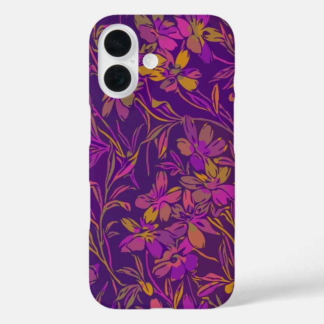 Botanisches feines Muster in dunklem Lila Case-Mate iPhone Hülle (Rückseite)