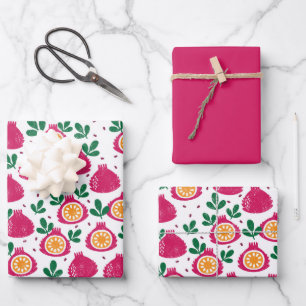 Botanisches festliches Feiertags- und Geburtstags- Geschenkpapier Set