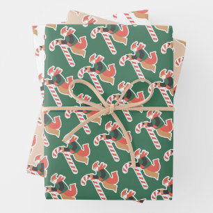 Botanisches festliches Feiertags- und Geburtstags- Geschenkpapier Set