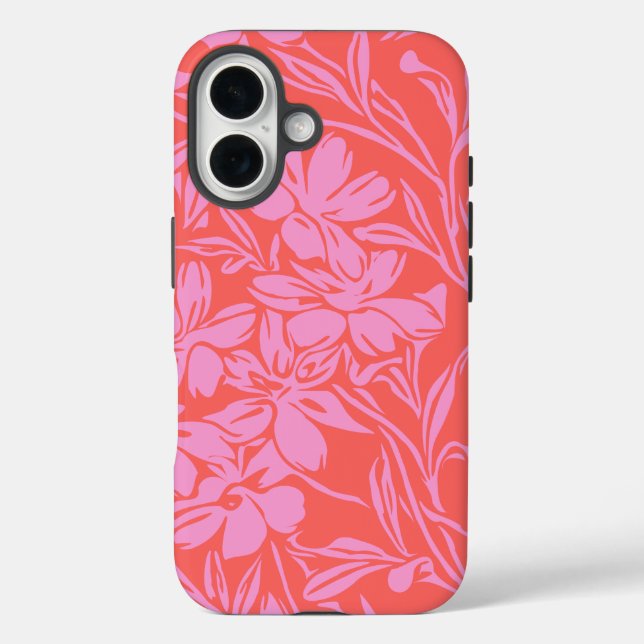 Botanisches florales Boho Art Design in Rosa und R Case-Mate iPhone Hülle (Rückseite)