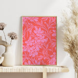 Botanisches florales Boho Art Design in Rosa und R Poster<br><div class="desc">Botanisches florales Boho Art Design in Rosa und Rot</div>