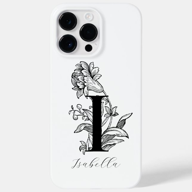Botanisches florales Monogramm Buchstabe I Case-Mate iPhone Hülle (Rückseite)