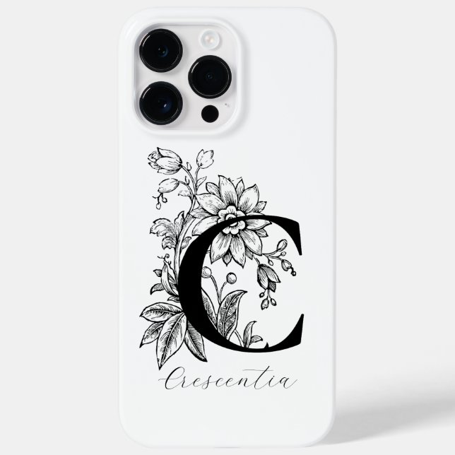 Botanisches florales Monogramm Buchstaben C Name Case-Mate iPhone Hülle (Rückseite)