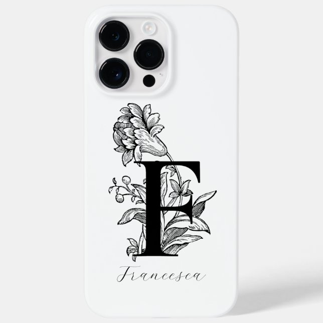 Botanisches florales Monogramm Buchstaben F Name Case-Mate iPhone Hülle (Rückseite)