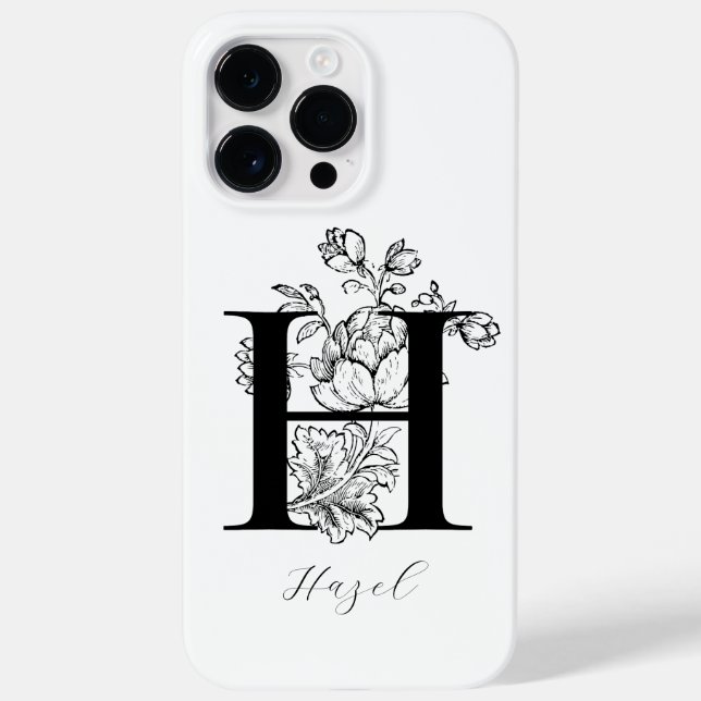 Botanisches florales Monogramm Buchstaben H Name Case-Mate iPhone Hülle (Rückseite)